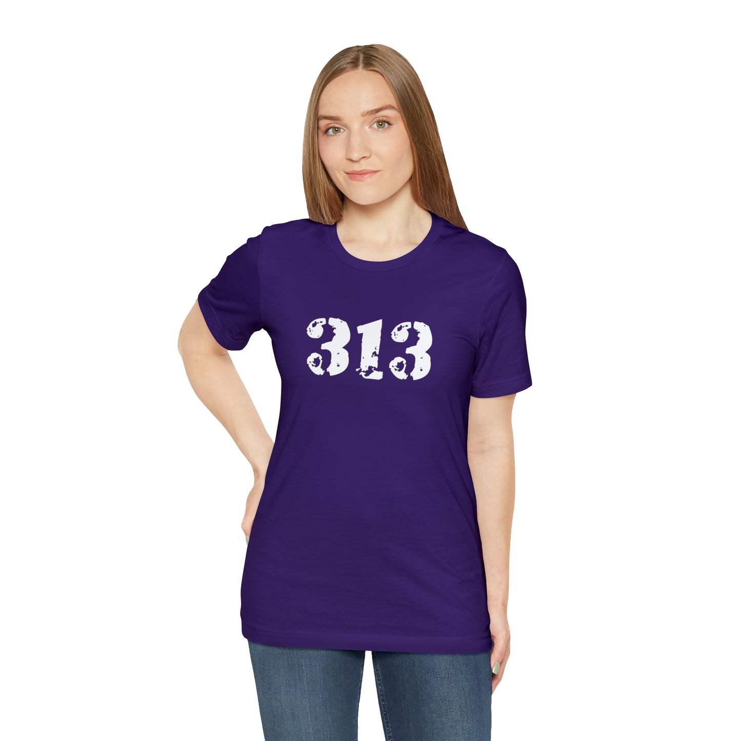 Detroit '313' T-Shirt (Distressed Stencil Font) | Unisex Standard Fit