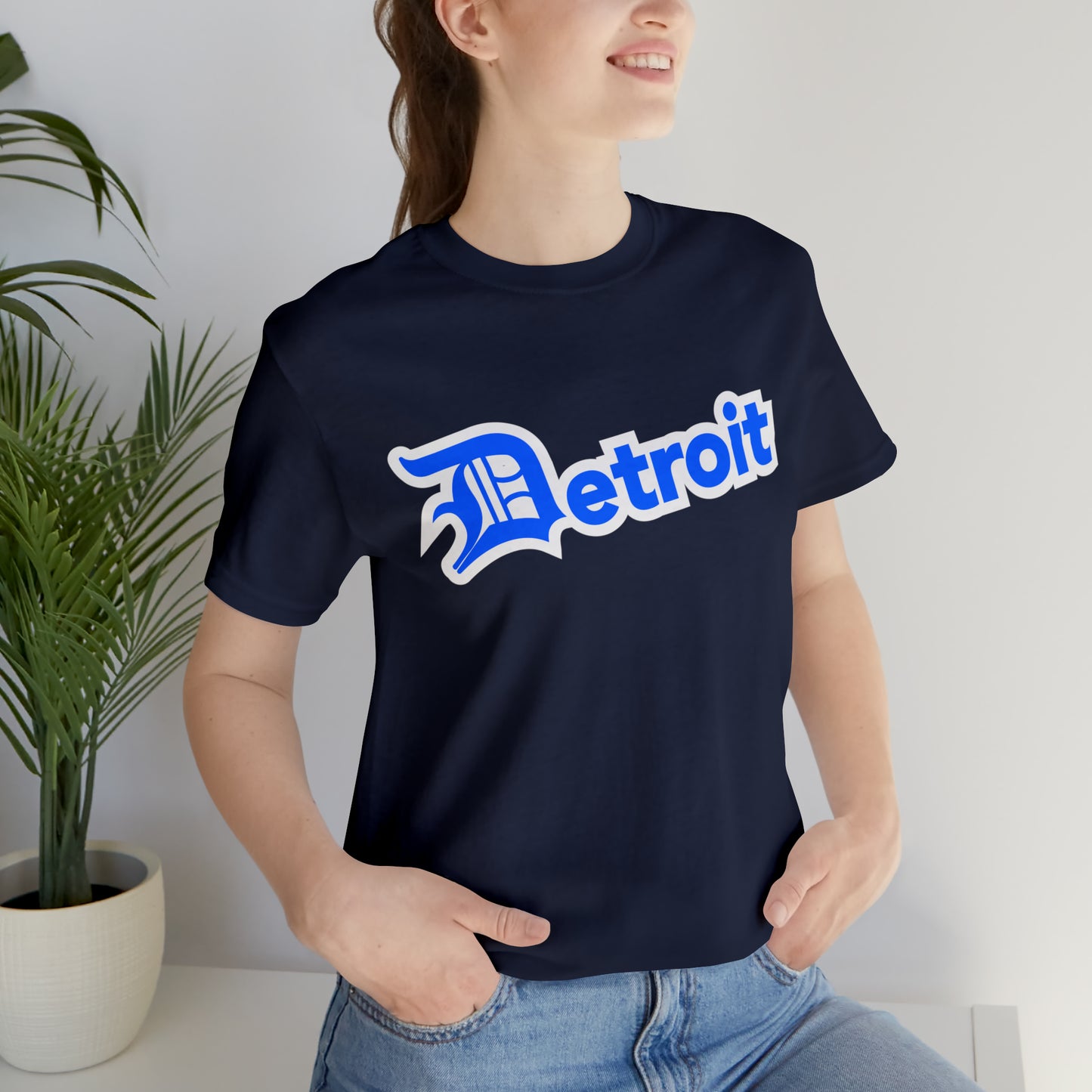 'Detroit' T-Shirt (MotorTown Blue w/ Old English 'D') | Unisex Standard