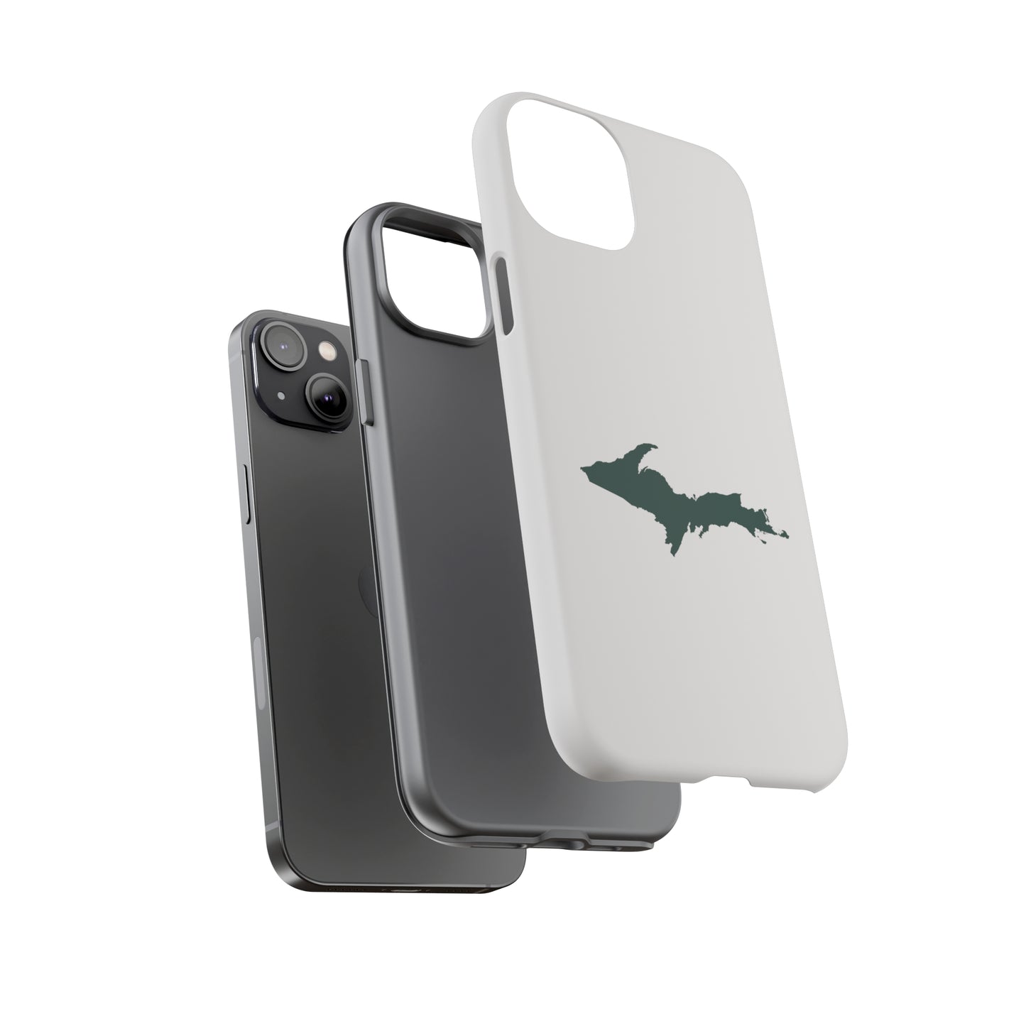 Michigan Upper Peninsula Tough Phone Case (Birch Bark White w/ Green UP Outline) | Apple iPhone