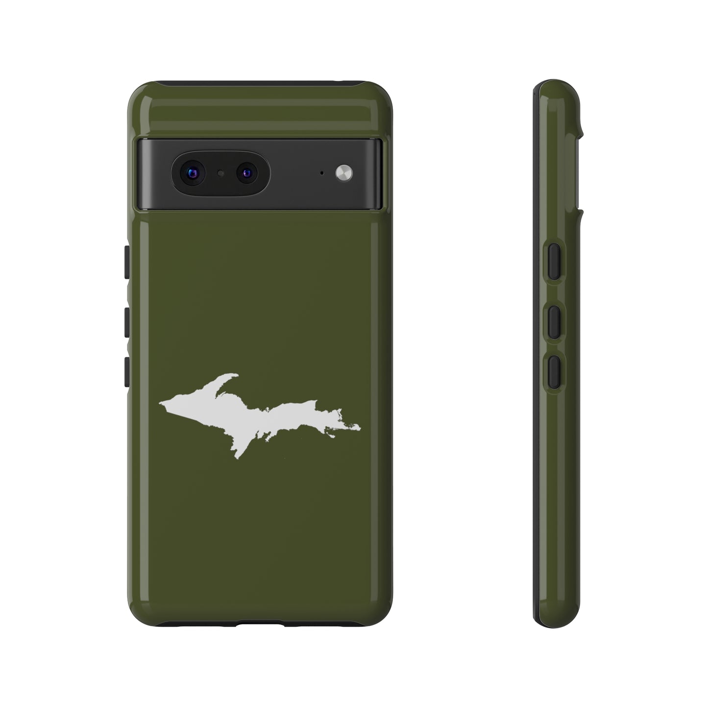 Michigan Upper Peninsula Tough Phone Case (Army Green w/ UP Outline) | Samsung & Pixel Android