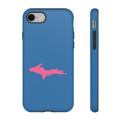 Michigan Upper Peninsula Tough Phone Case (Lake Superior Blue w/ Pink UP Outline) | Apple iPhone