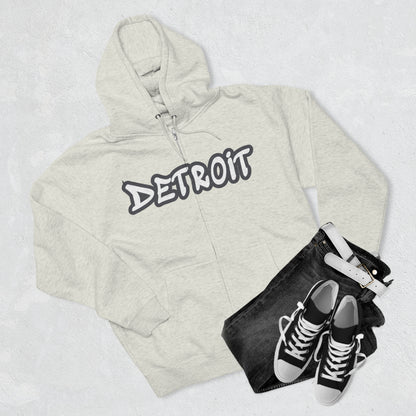 'Detroit' Hoodie (Iron Ore Grey Tag Font) | Unisex Full Zip