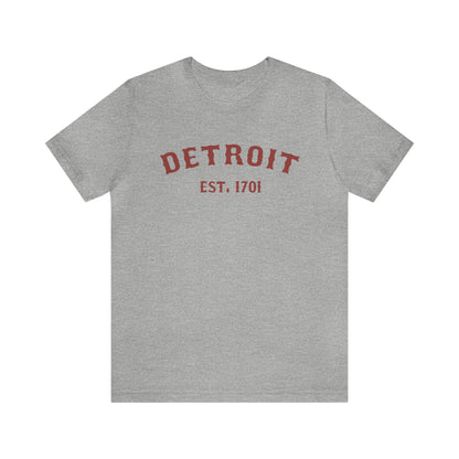 Detroit EST. 1701' T-Shirt (Ore Dock Red Ballpark Font) | Unisex Standard