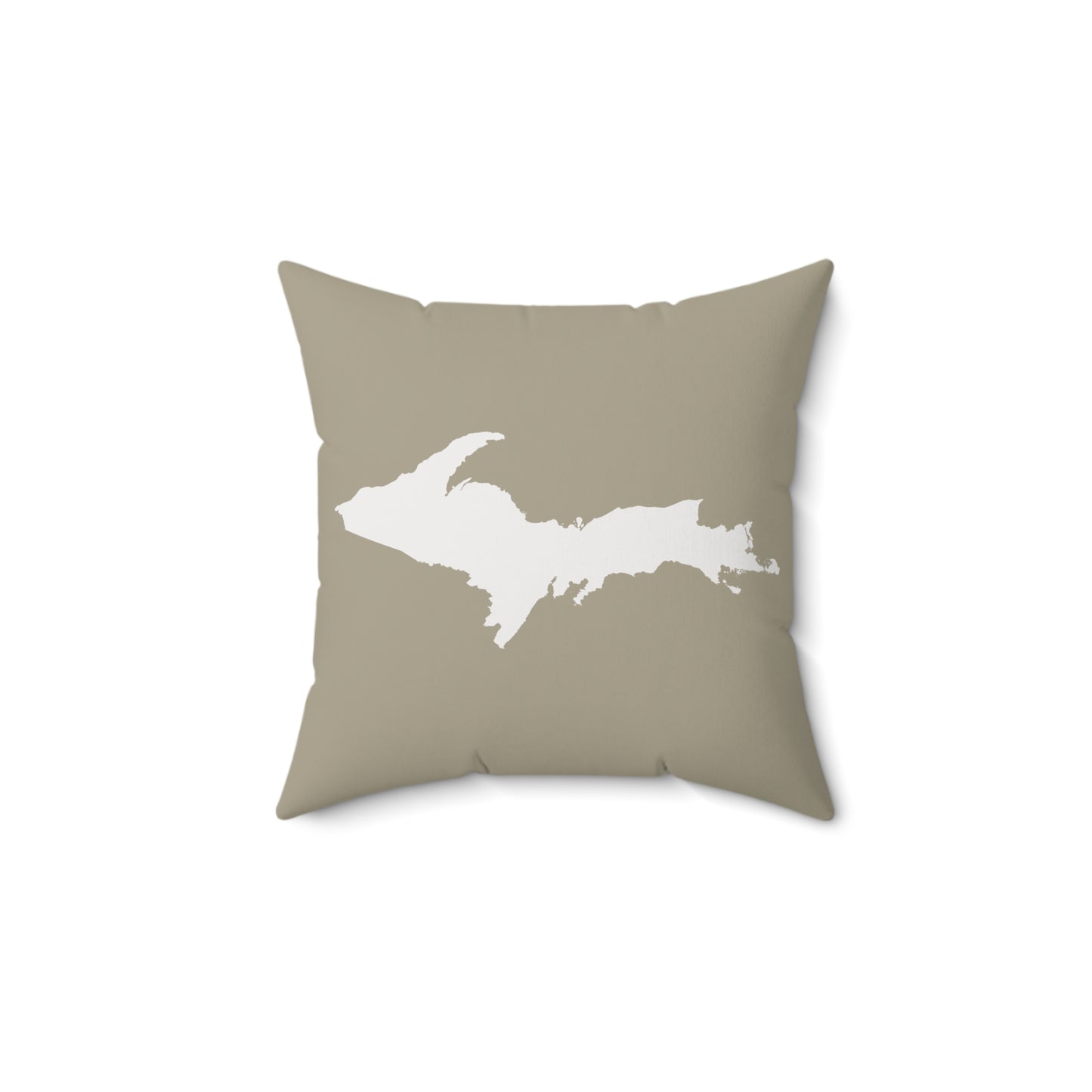 Michigan Upper Peninsula Accent Pillow (w/ UP Outline) | Petoskey Stone Beige