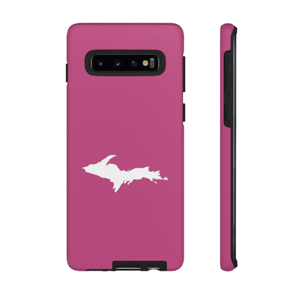 Michigan Upper Peninsula Tough Phone Case (Apple Blossom Pink w/ UP Outline) | Samsung & Pixel Android