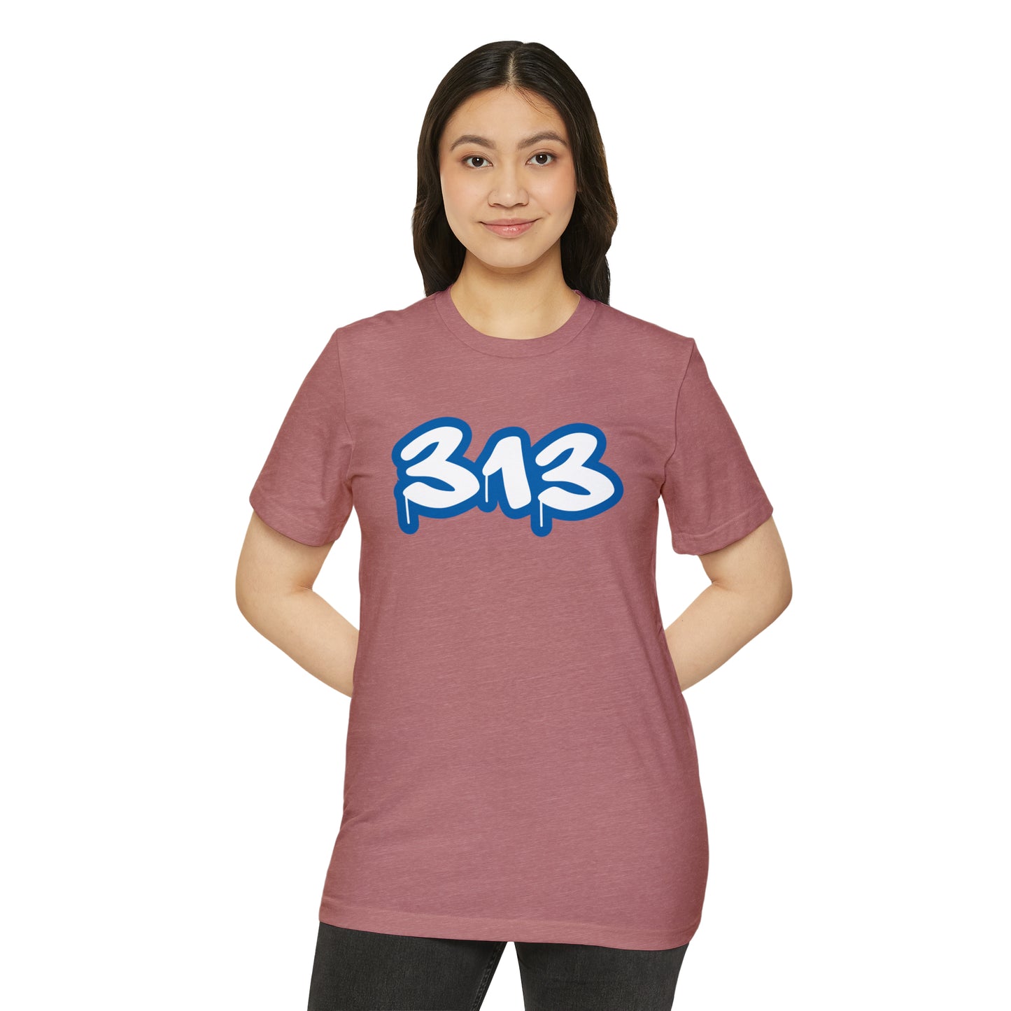 Detroit '313' T-Shirt (Azure Tag Font) | Unisex Recycled Organic