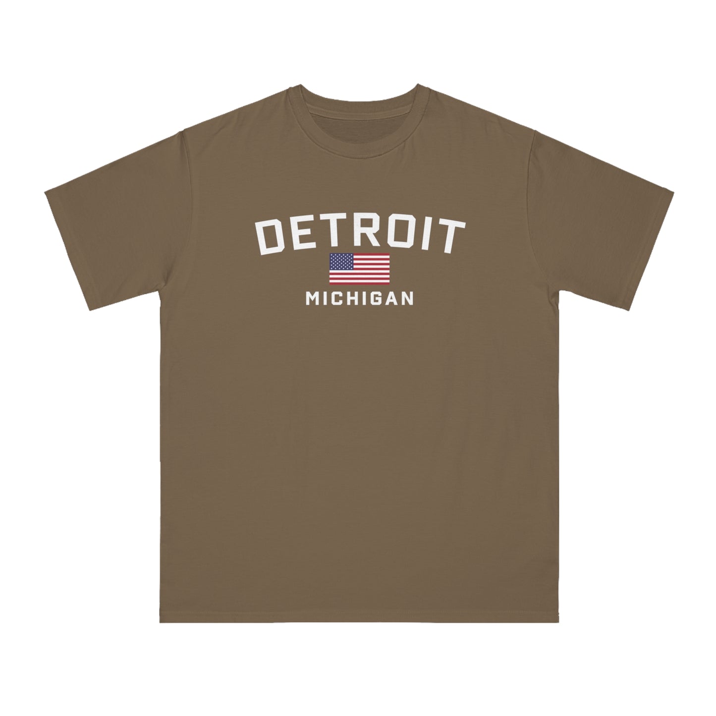 'Detroit Michigan' T-Shirt (w/ USA Flag) | Organic Unisex