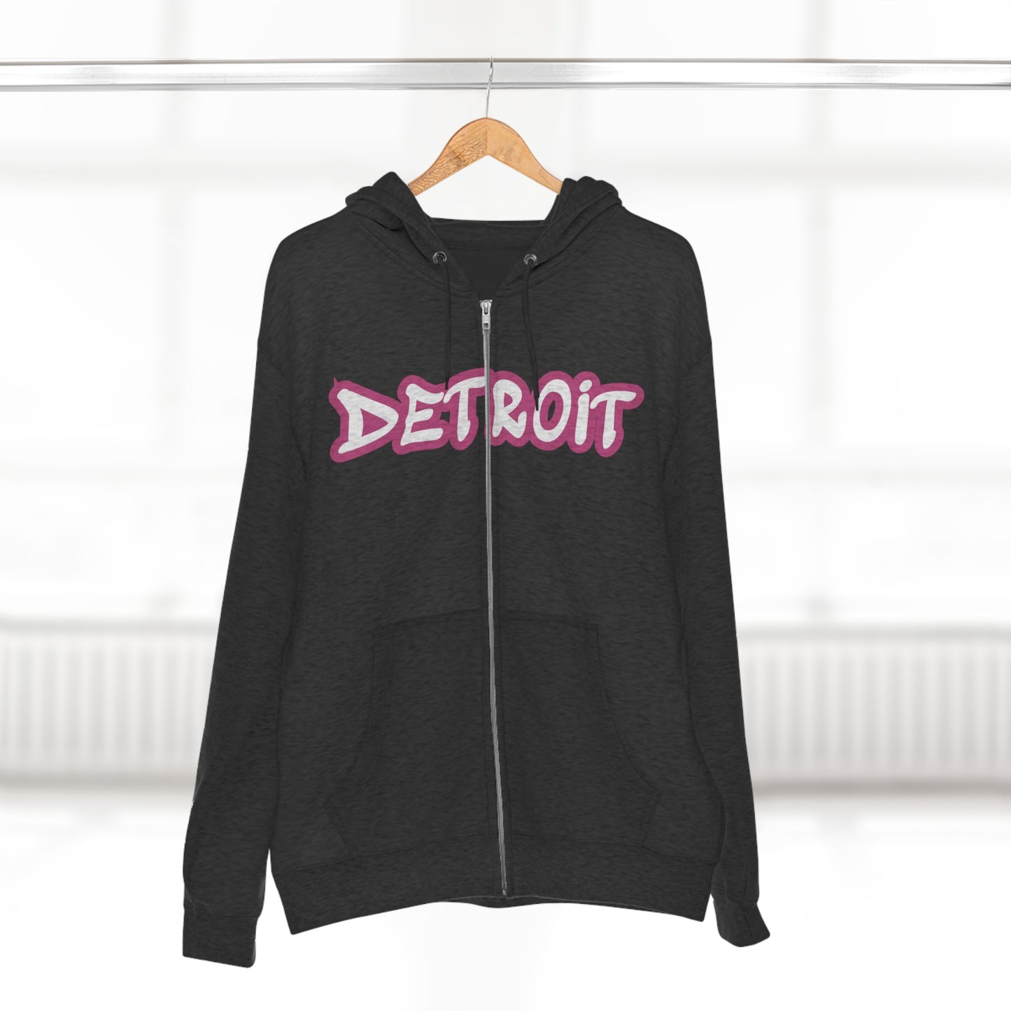 Detroit' Hoodie (Apple Blossom Pink Tag Font) | Unisex Full Zip