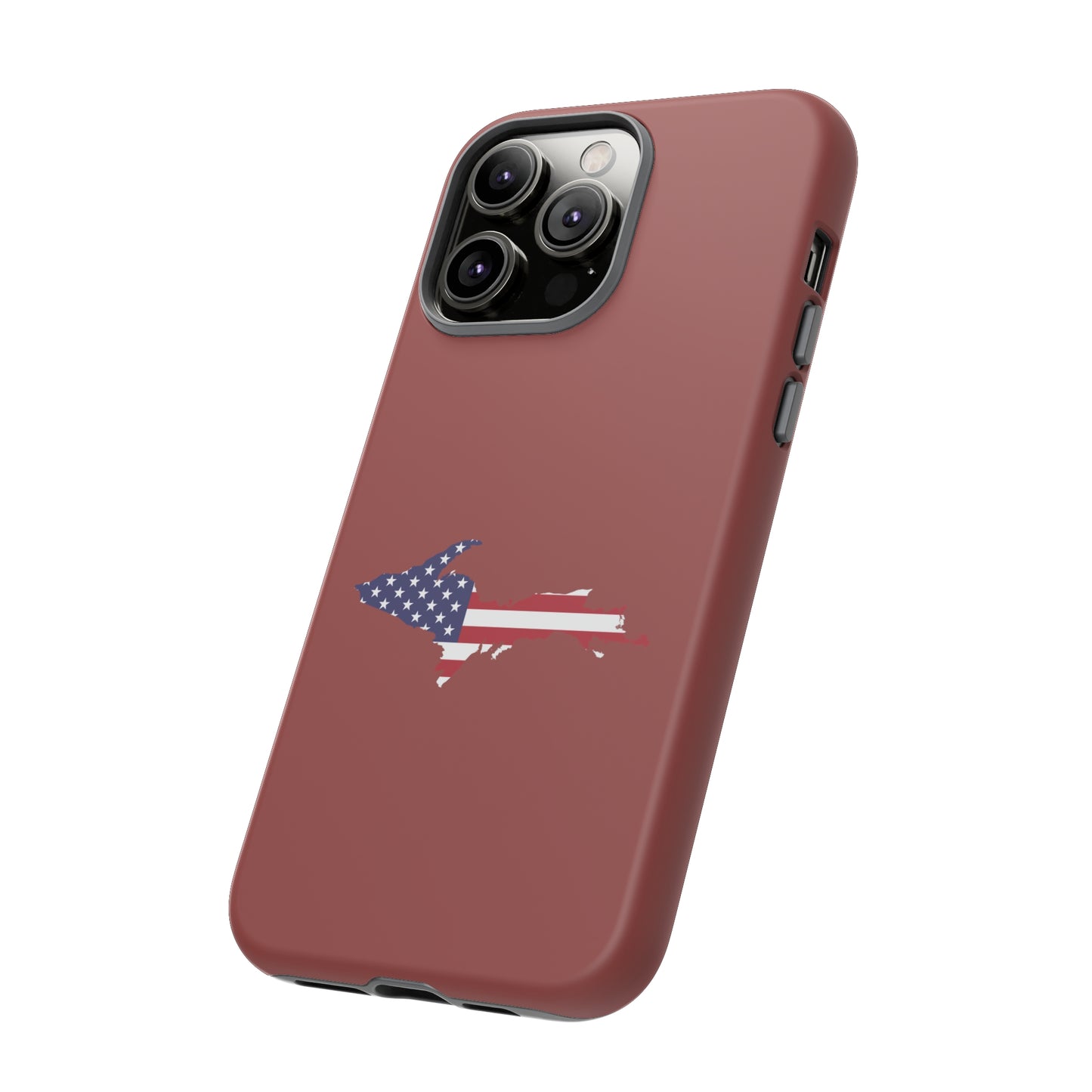 Michigan Upper Peninsula Tough Phone Case (Ore Dock Red w/ UP USA Flag Outline) | Apple iPhone