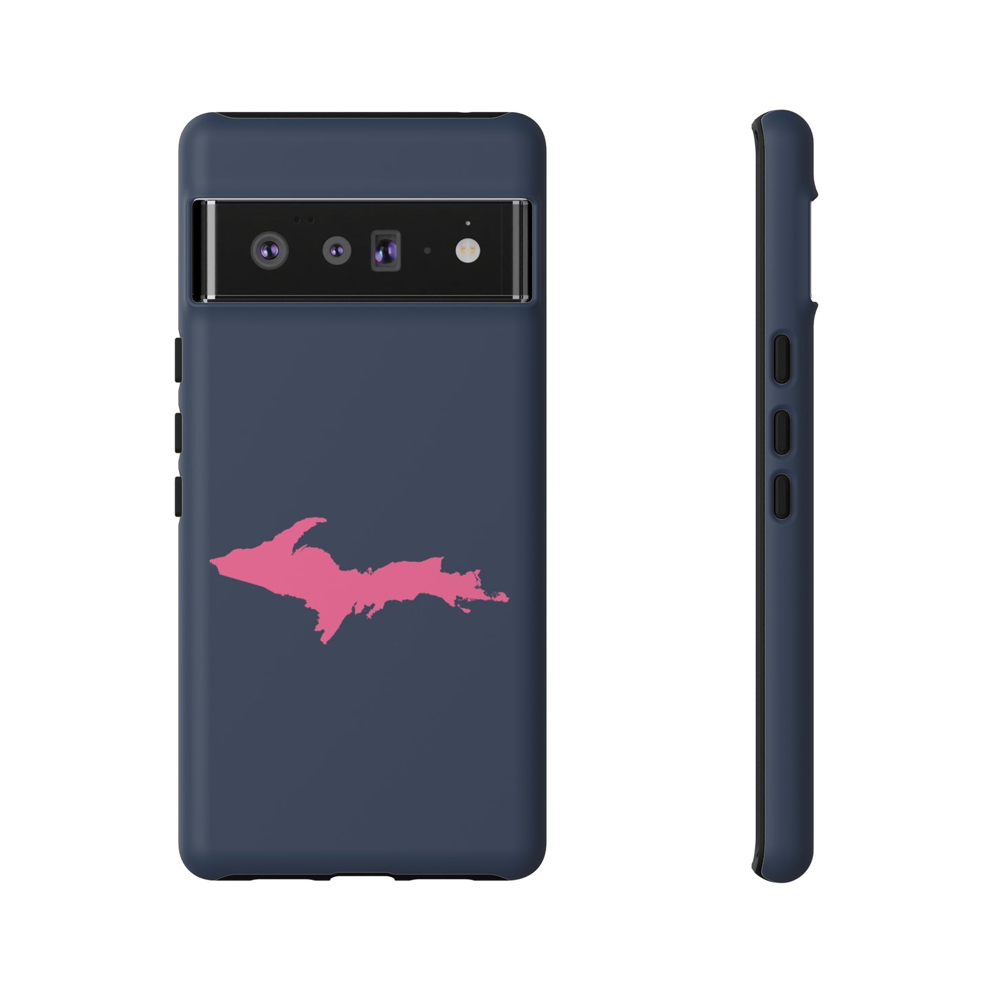 Michigan Upper Peninsula Tough Phone Case (Navy w/ Pink UP Outline) | Samsung & Pixel Android