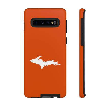 Michigan Upper Peninsula Tough Phone Case (Maple Leaf Orange w/ UP Outline) | Samsung & Pixel Android