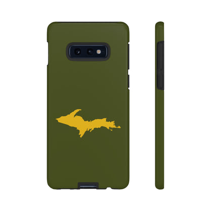 Michigan Upper Peninsula Tough Phone Case (Army Green w/ Gold UP Outline) | Samsung & Pixel Android