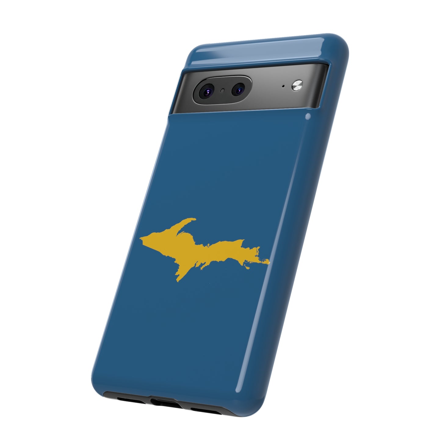 Michigan Upper Peninsula Tough Phone Case (Blueberry w/ Gold UP Outline) | Samsung & Pixel Android