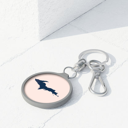 Michigan Upper Peninsula Keyring (w/ Navy UP Outline) | Champagne Pink