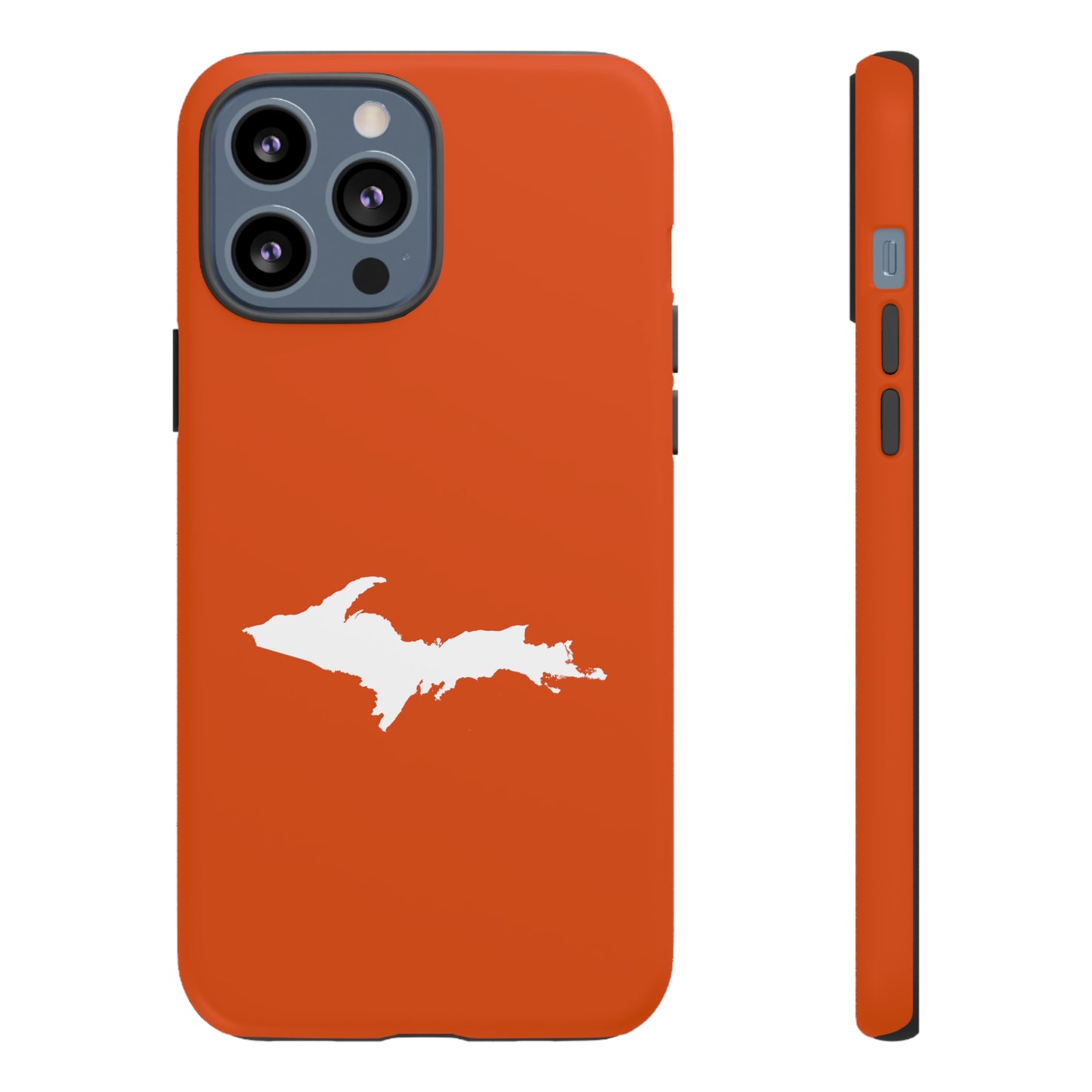 Michigan Upper Peninsula Tough Phone Case (Maple Leaf Orange w/ UP Outline) | Apple iPhone