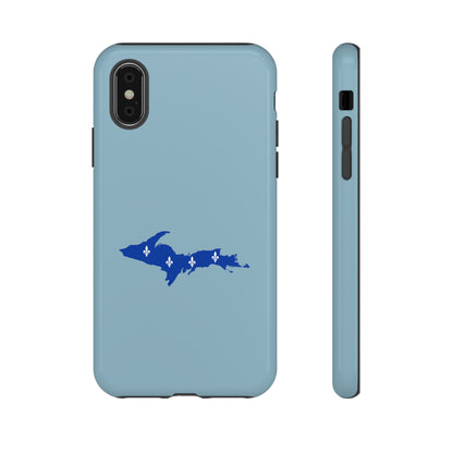 Michigan Upper Peninsula Tough Phone Case (Opal Blue w/ UP Quebec Flag Outline) | Apple iPhone