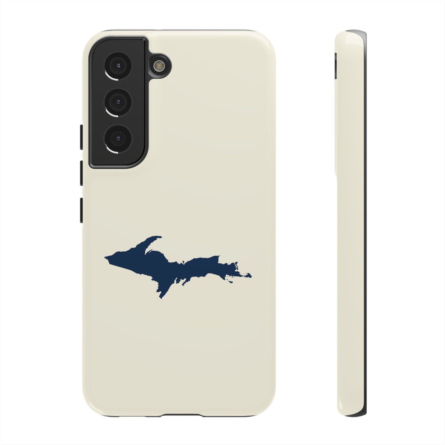 Michigan Upper Peninsula Tough Phone Case (Ivory w/ Navy UP Outline) | Samsung & Pixel Android