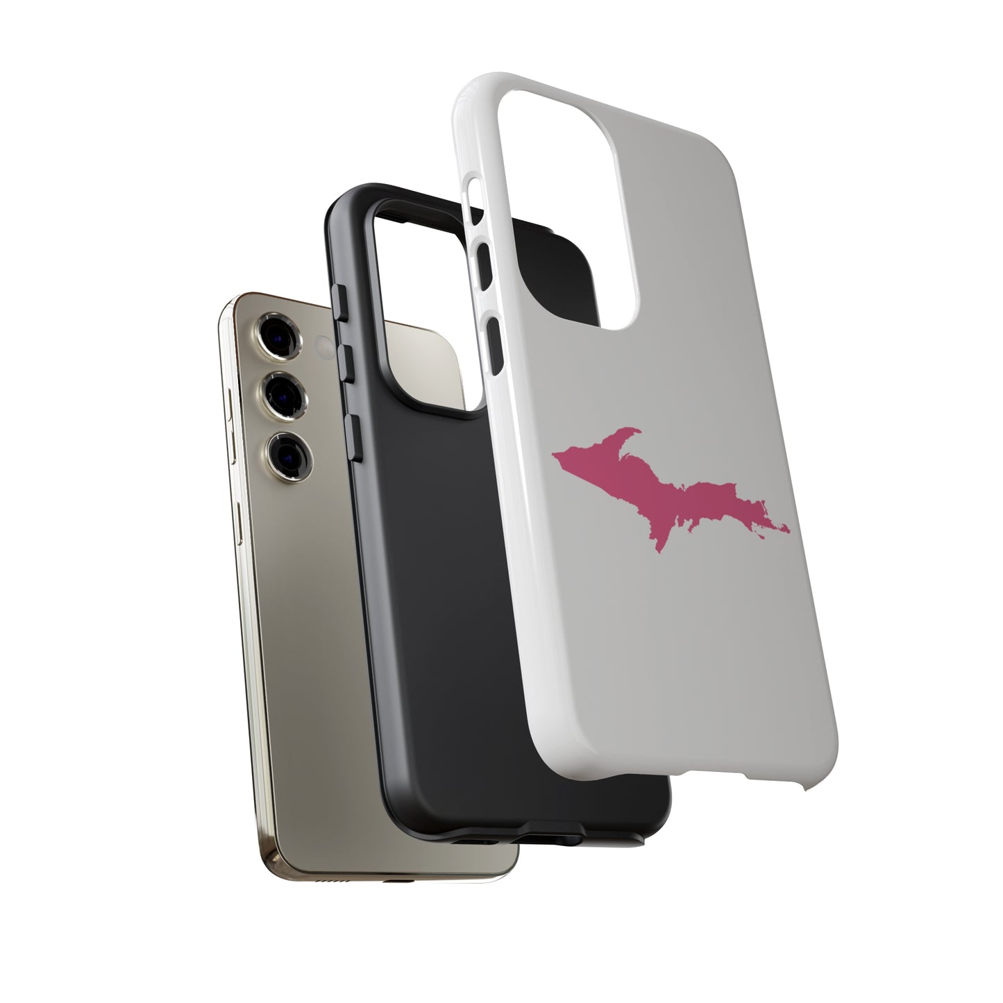 Michigan Upper Peninsula Tough Phone Case (w/ Pink UP Flag Outline) | Samsung & Pixel Android