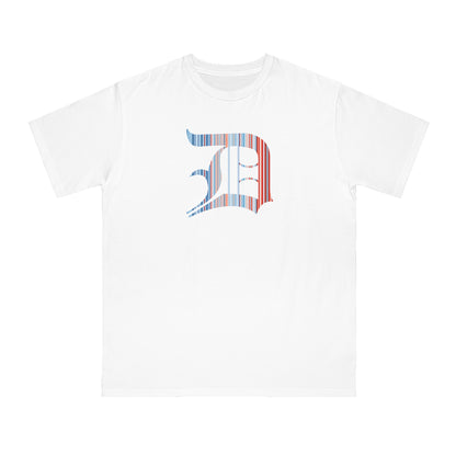 Detroit 'Old English D' T-Shirt (Climate Stripes Edition) | Unisex Organic