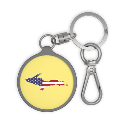 Michigan Upper Peninsula Keyring (w/ UP USA Flag) | Cherry Yellow