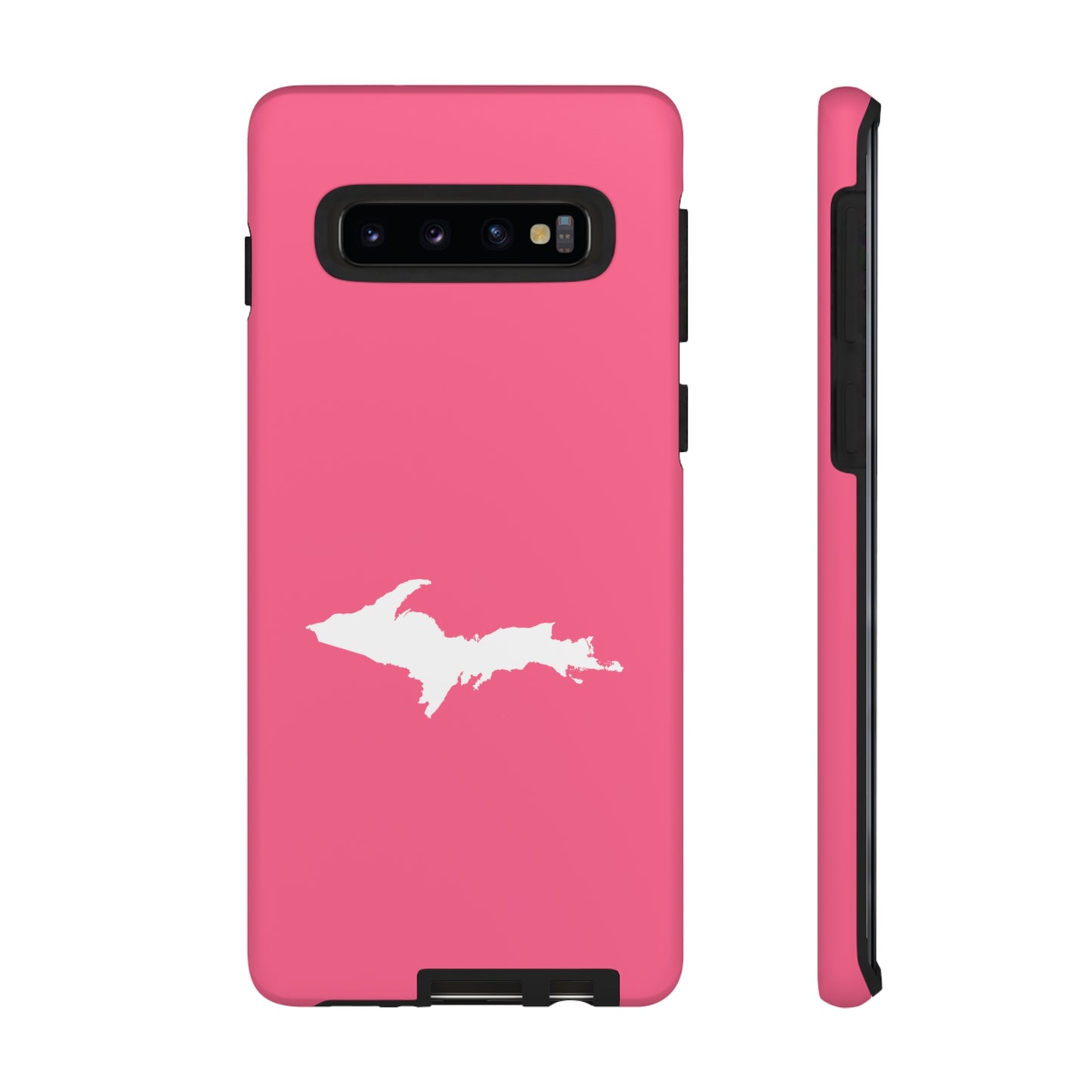 Michigan Upper Peninsula Tough Phone Case (Rhodochrosite Pink w/ UP Outline) | Samsung & Pixel Android