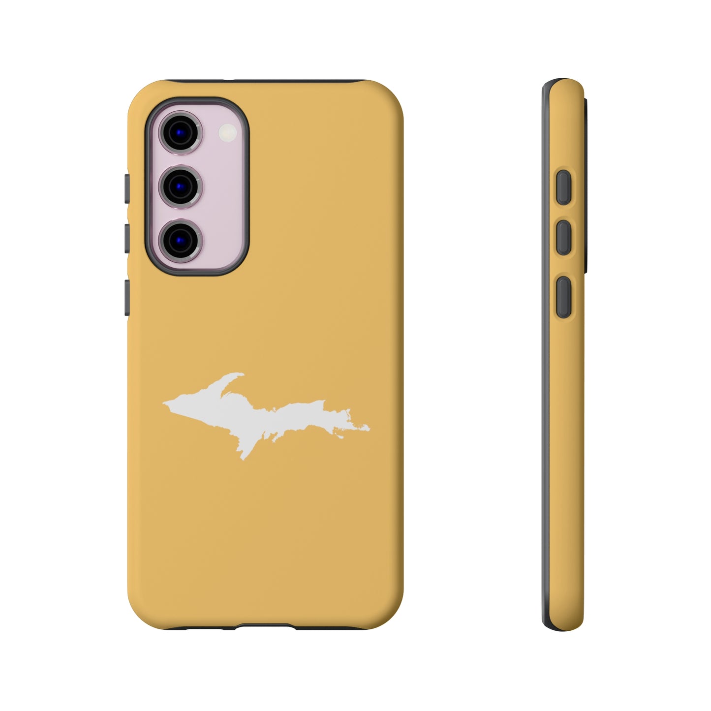 Michigan Upper Peninsula Tough Phone Case (Citrine Color w/ UP Outline) | Samsung & Pixel Android