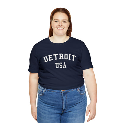 'Detroit USA' T-Shirt (Collegiate Font) | Unisex Standard