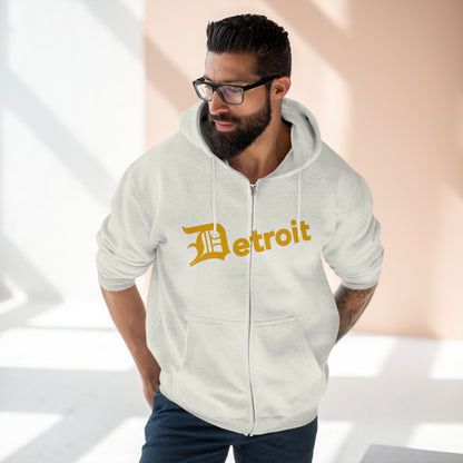 'Detroit' Hoodie (Gold w/ Old English 'D') | Unisex Full Zip