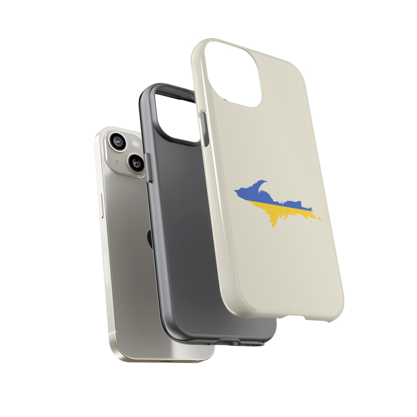 Michigan Upper Peninsula Tough Phone Case (Ivory Color w/ UP Ukraine Flag Outline) | Apple iPhone