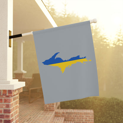 Michigan Upper Peninsula Home & Garden Flag (w/ UP Ukraine Flag) | Silver