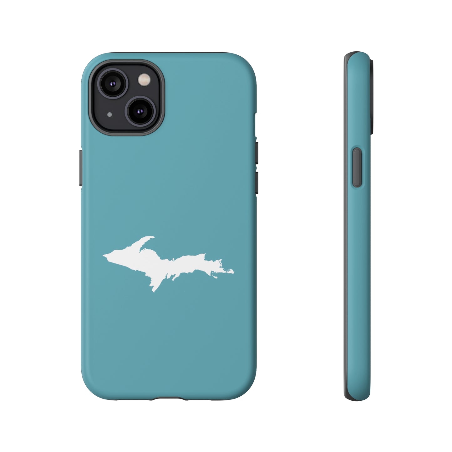 Michigan Upper Peninsula Tough Phone Case (Lake Huron Blue w/ UP Outline) | Apple iPhone