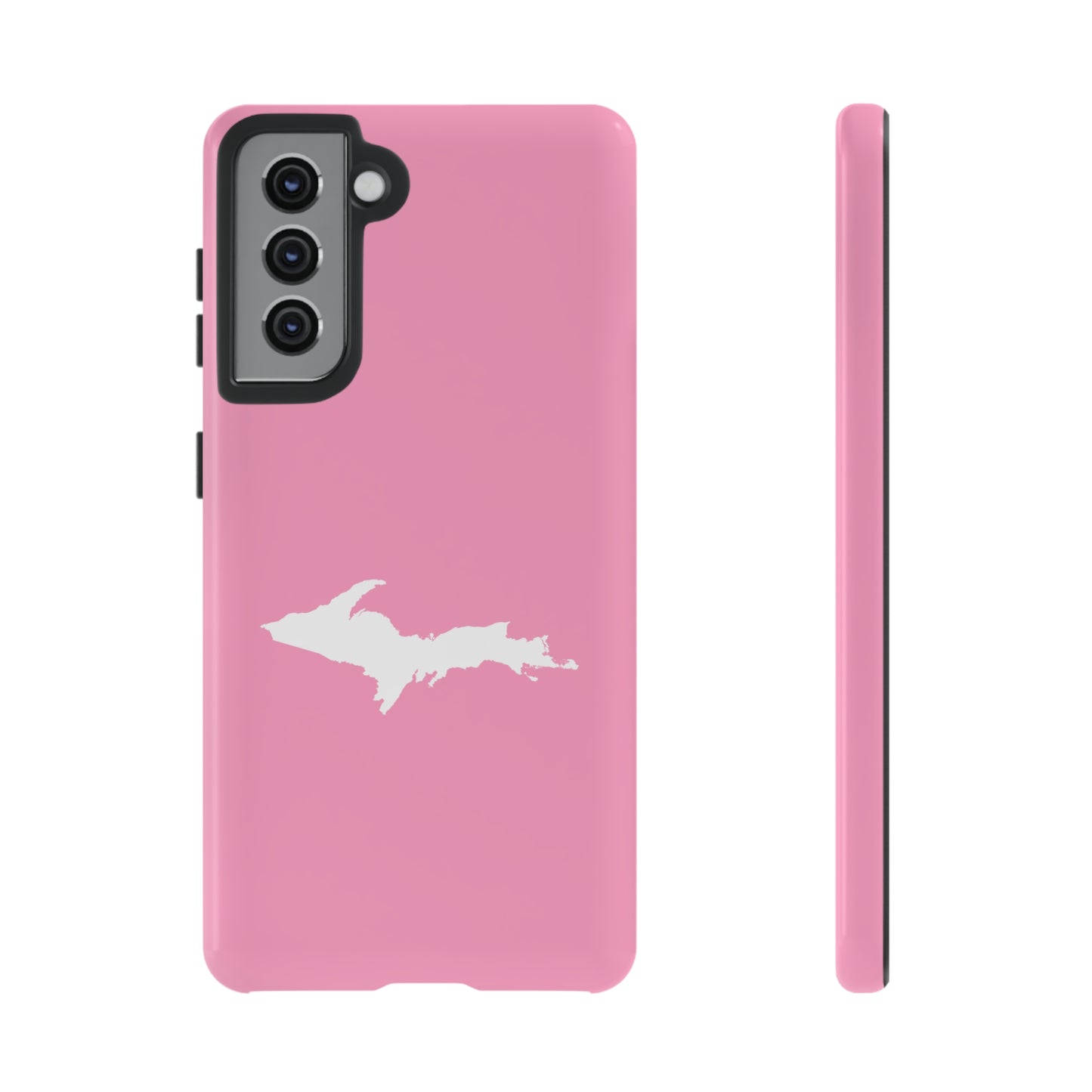 Michigan Upper Peninsula Tough Phone Case ('67 Caddie Pink w/ UP Outline) | Samsung & Pixel Android