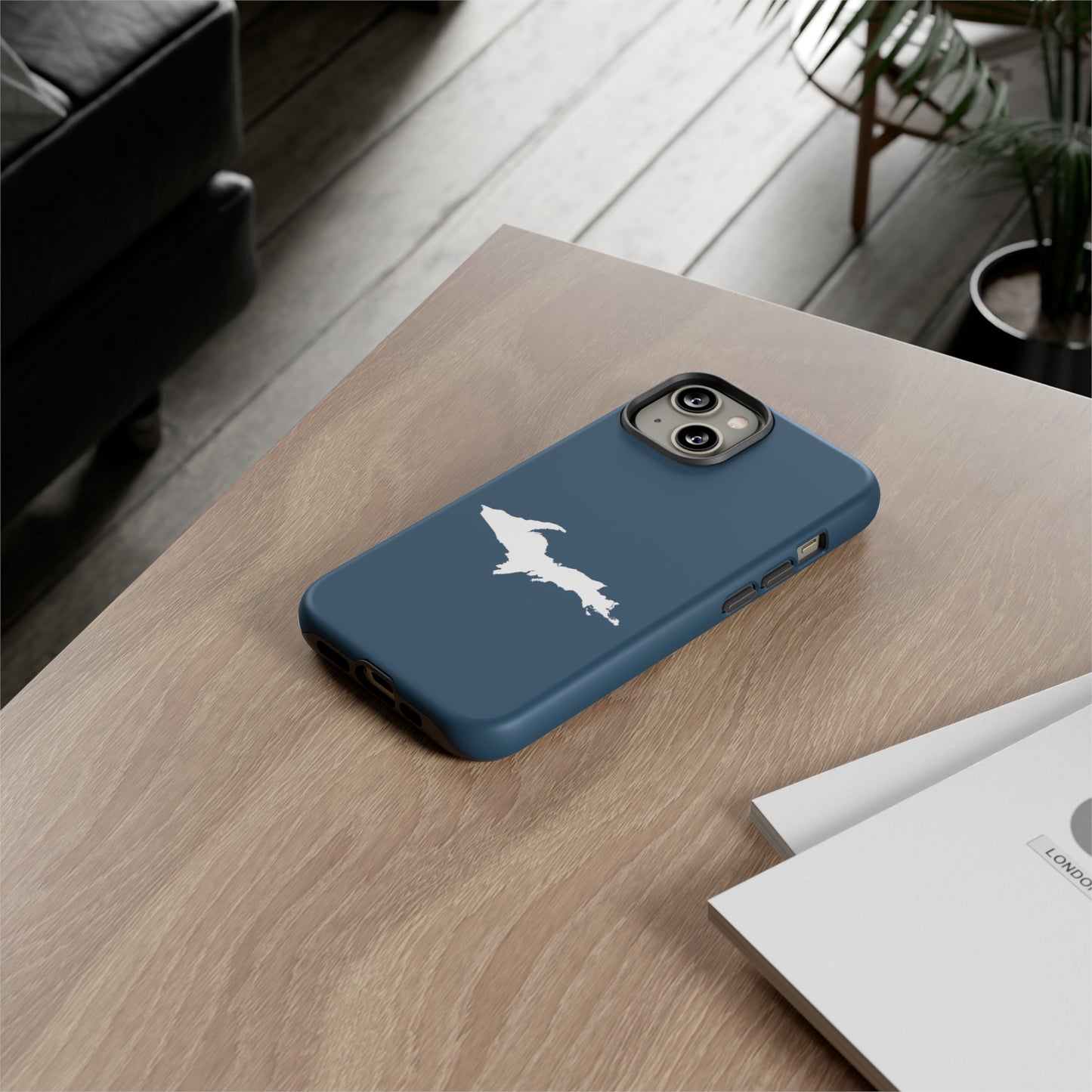 Michigan Upper Peninsula Tough Phone Case ('37 Caddie Cavalier Blue w/ UP Outline) | Apple iPhone