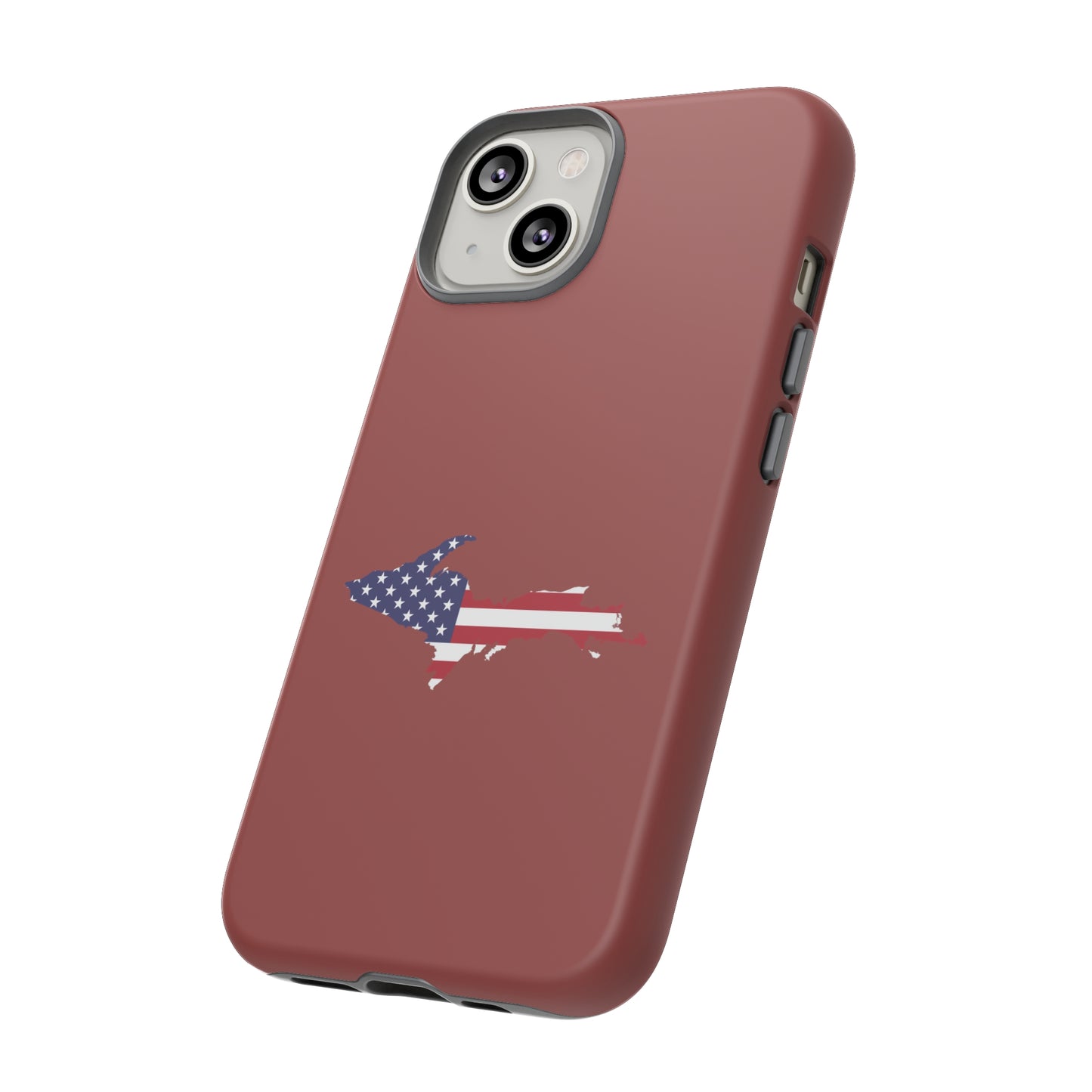 Michigan Upper Peninsula Tough Phone Case (Ore Dock Red w/ UP USA Flag Outline) | Apple iPhone