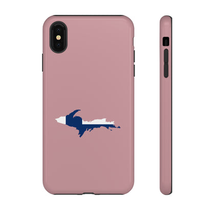 Michigan Upper Peninsula Tough Phone Case (Cherry Blossom Pink w/ UP Finland Flag Outline) | Apple iPhone