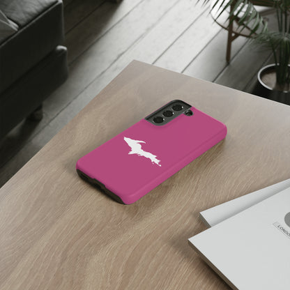 Michigan Upper Peninsula Tough Phone Case (Apple Blossom Pink w/ UP Outline) | Samsung & Pixel Android