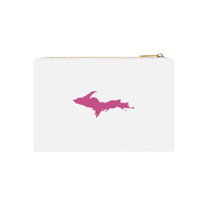 Michigan Upper Peninsula Cosmetic Bag (Pink Outline) | Apple Blossom Pink