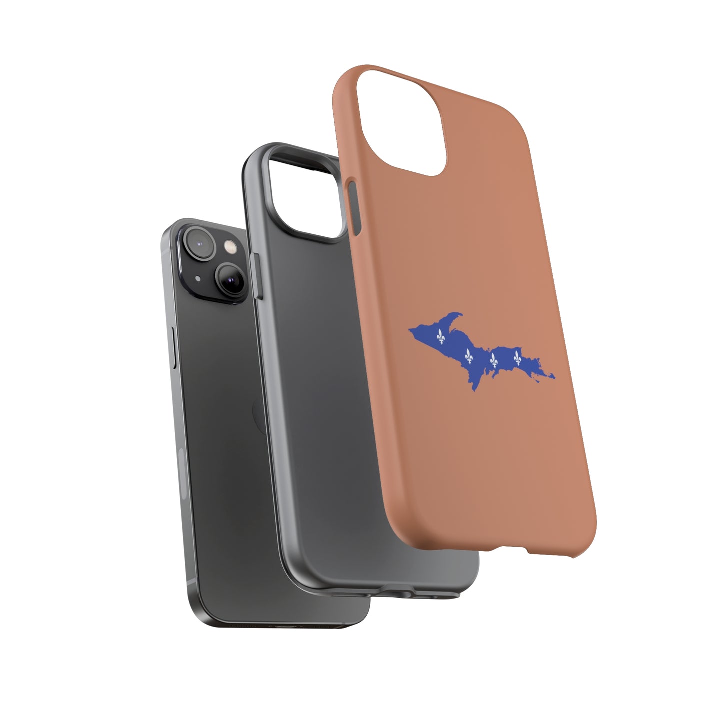 Michigan Upper Peninsula Tough Phone Case (Copper Color w/ UP Quebec Flag Outline) | Apple iPhone