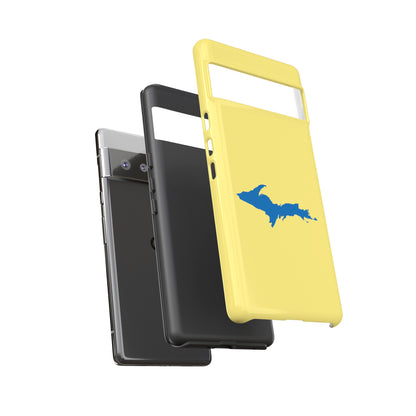 Michigan Upper Peninsula Tough Phone Case (Yellow Cherry w/ Azure UP Outline) | Samsung & Pixel Android