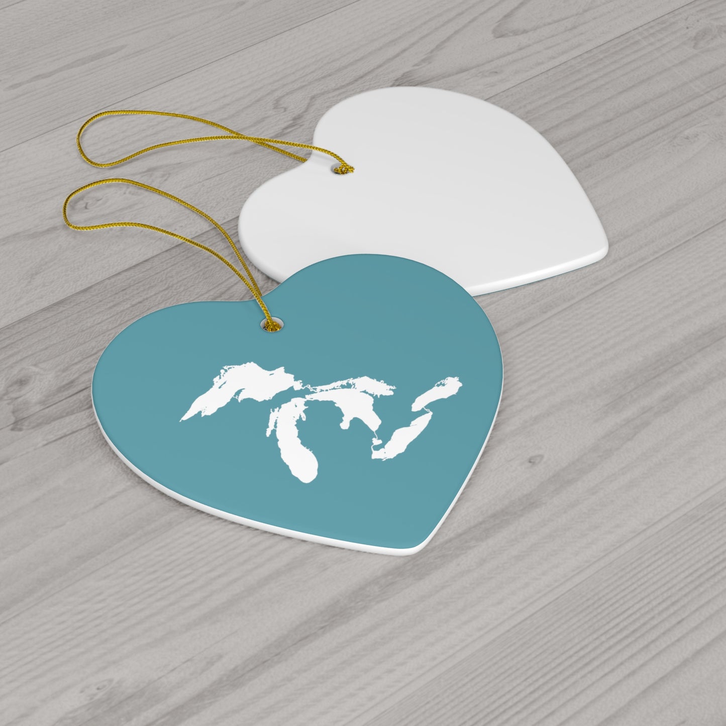 Great Lakes Christmas Ornament (Lake Huron Blue) | Ceramic - 4 Shapes