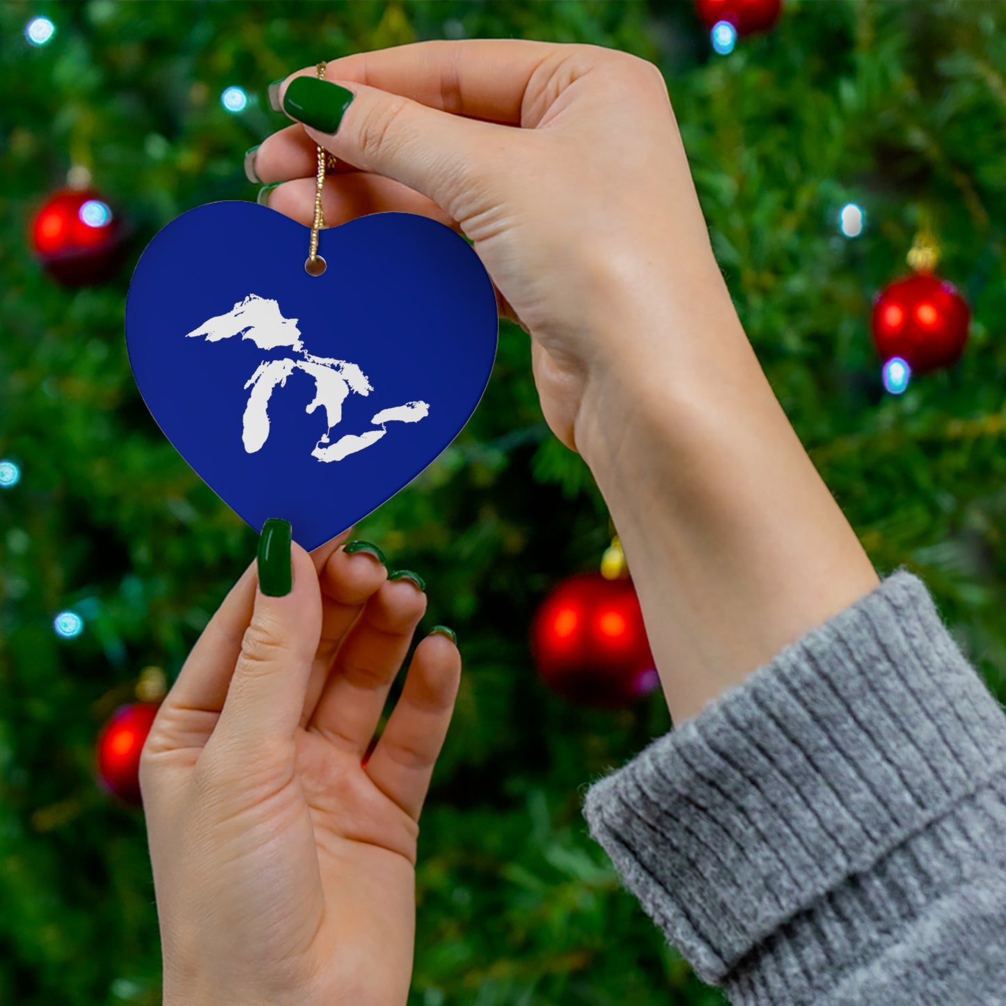 Great Lakes Christmas Ornament (Bourbon Blue) | Ceramic - 4 Shapes