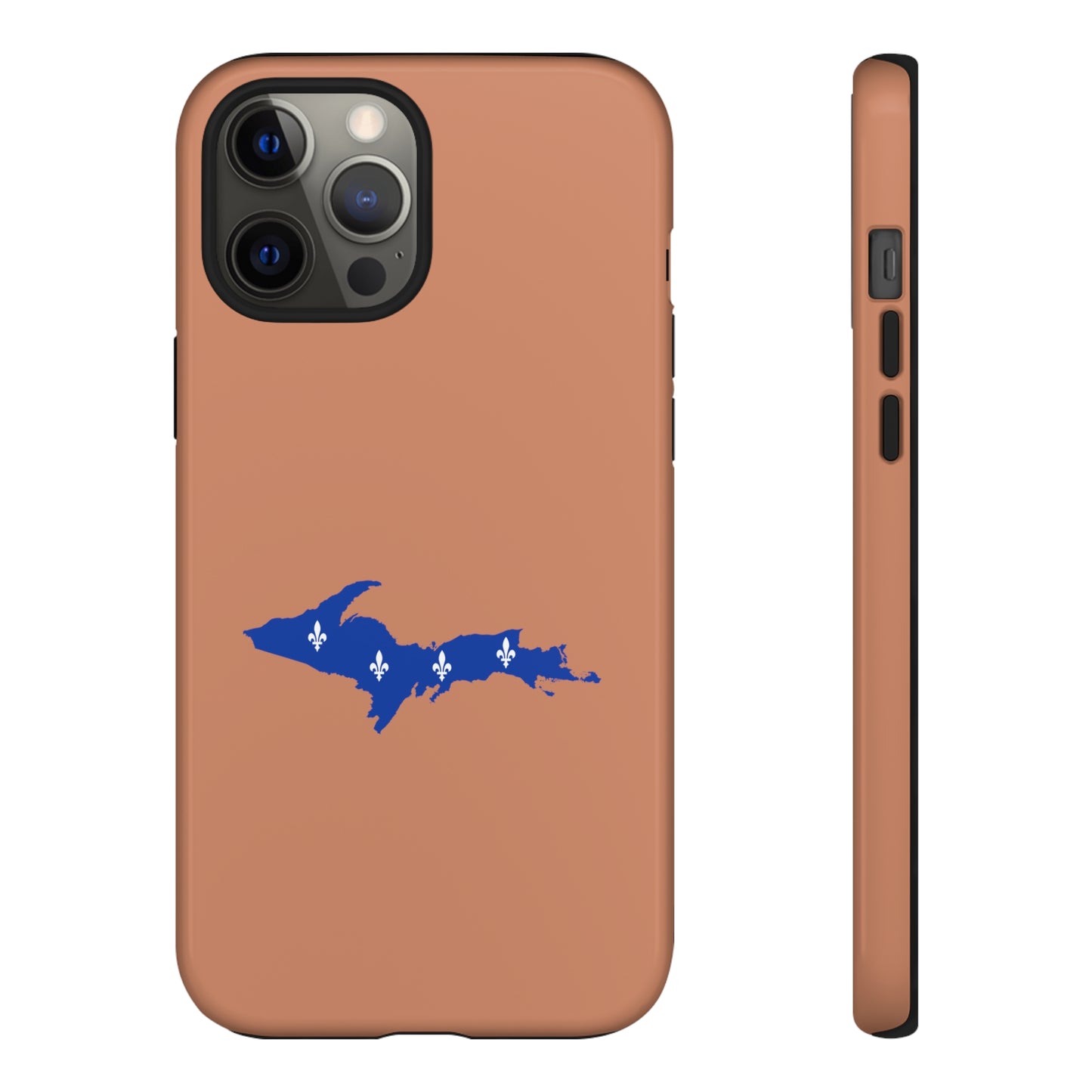 Michigan Upper Peninsula Tough Phone Case (Copper Color w/ UP Quebec Flag Outline) | Apple iPhone