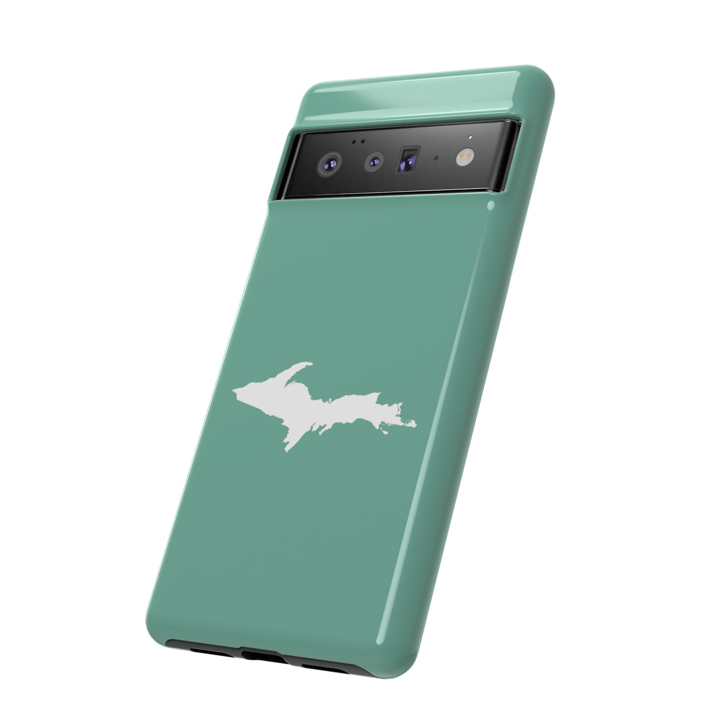 Michigan Upper Peninsula Tough Phone Case ('64 Metallic Mint Green w/ UP Outline) | Samsung & Pixel Android