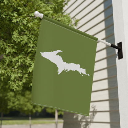 Michigan Upper Peninsula Home & Garden Flag (w/ UP Outline) | Olive Green