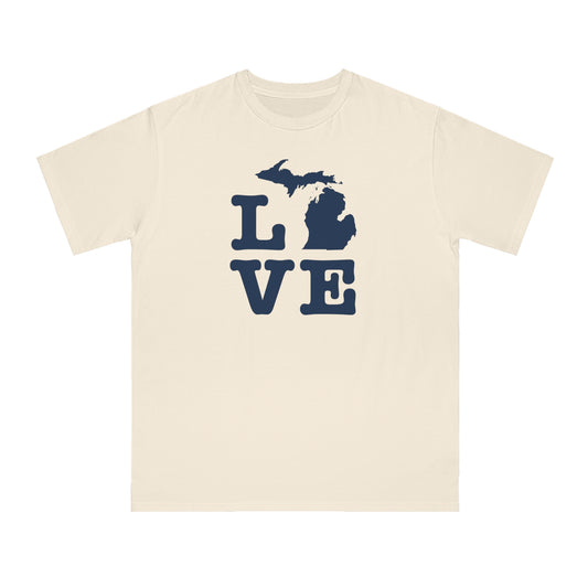 Michigan 'Love' T-Shirt (Typewriter Font) | Unisex Organic
