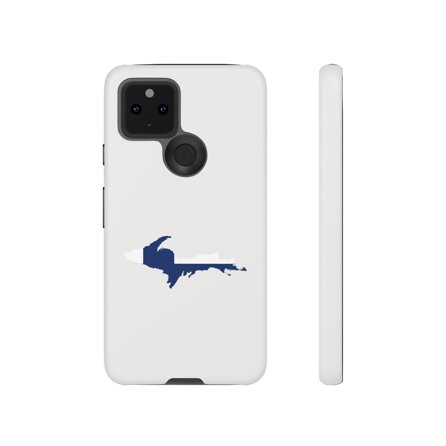 Michigan Upper Peninsula Tough Phone Case (Birch Bark White w/ UP Finland Flag Outline) | Samsung & Pixel Android