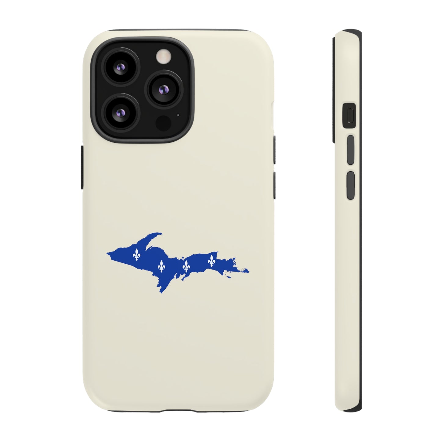 Michigan Upper Peninsula Tough Phone Case (Ivory White w/ UP Quebec Flag Outline) | Apple iPhone