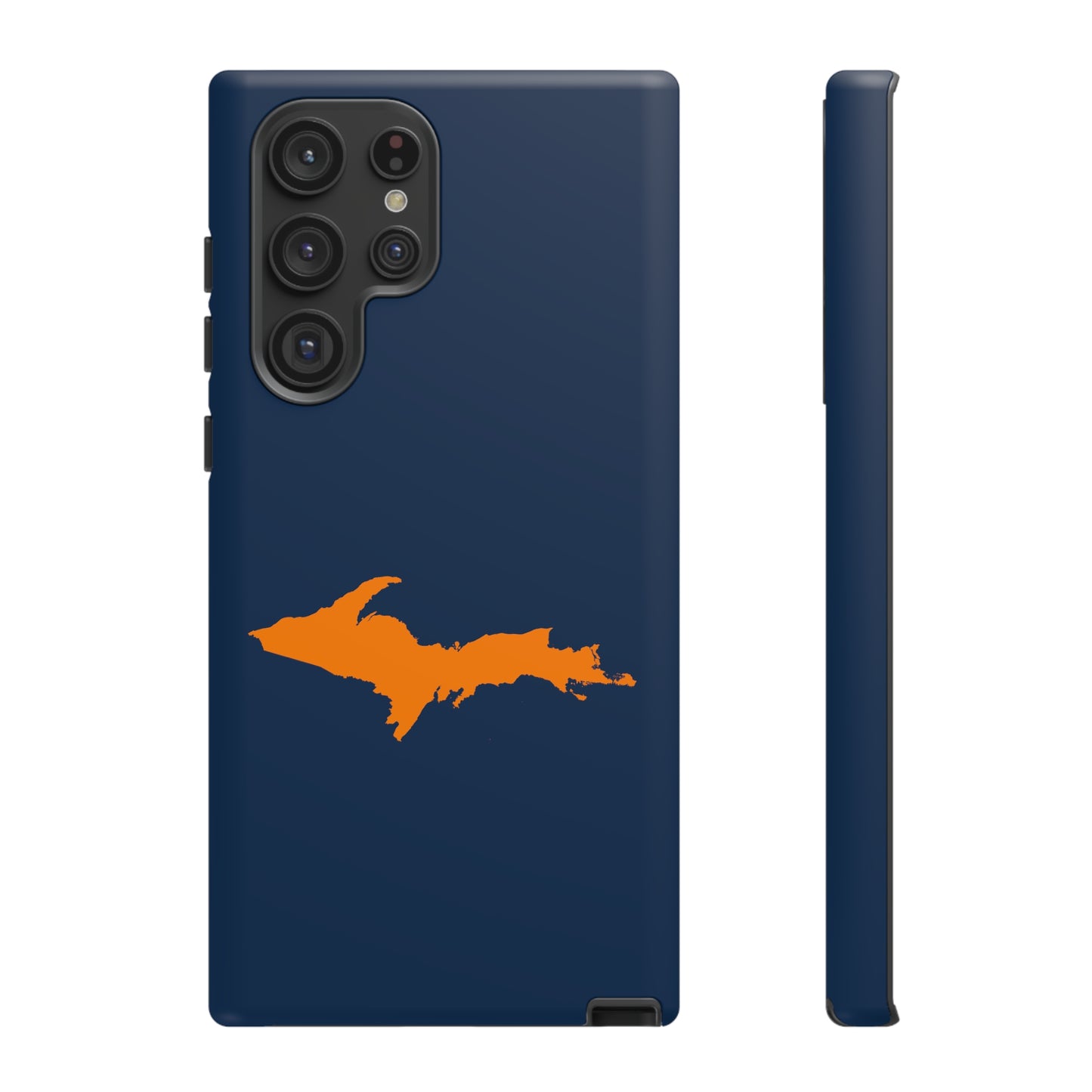 Michigan Upper Peninsula Tough Phone Case (Navy w/ Orange UP Outline) | Samsung & Pixel Android