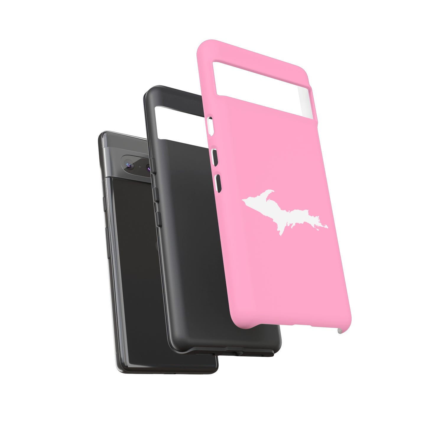 Michigan Upper Peninsula Tough Phone Case ('67 Caddie Pink w/ UP Outline) | Samsung & Pixel Android