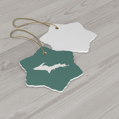 Michigan Upper Peninsula Christmas Ornament (Copper Green) | Ceramic - 4 Shapes